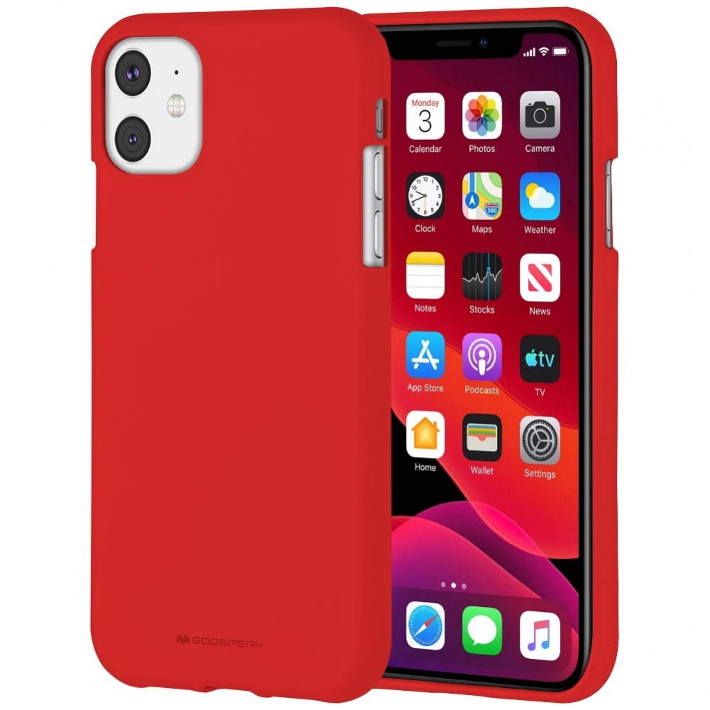 Raudonas silikoninis dėklas Mercury "Soft Feeling" telefonui Apple iPhone 11 