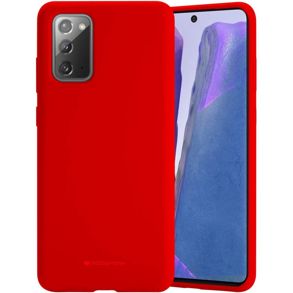 Raudonos spalvos dėklas "Mercury Silicone Case" Samsung Galaxy N980 Note 20 telefonui