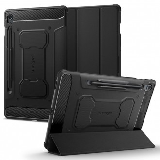 Juodas tekstūrinis dėklas "Spigen Rugged Armor Pro" planšetei Samsung Galaxy Tab S9 FE 10.9 X510 / X516B