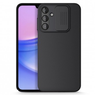 Juodas dėklas su kameros apsauga "Nillkin Camshield" telefonui Samsung Galaxy A15 4G / 5G