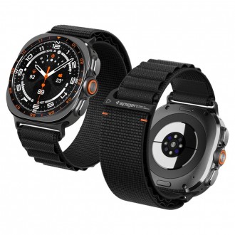 Juoda tekstilinė apyrankė "Spigen WBF1 Band" laikrodžiui Samsung Galaxy Watch ULTRA 1 / 2 2024-2026 (47 MM)