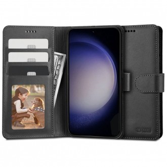 Juodas atverčiamas dėklas Tech-Protect "Wallet" telefonui Samsung Galaxy S23 