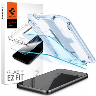 Apsauginis grūdintas stiklas Spigen GLAS.TR ”EZ FIT” 2-PACK (2 vnt.) su montavymo rėmeliu telefonui Samsung Galaxy S23