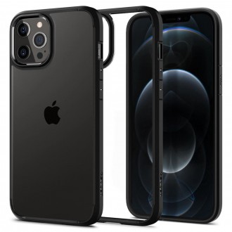 Itin tvirtas skaidrus dėklas juodais kraštais "Spigen Ultra Hybrid" telefonui iPhone 12/12 Pro