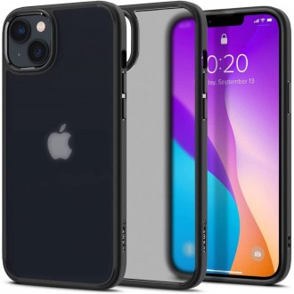 Itin tvirtas pusiau skaidrus dėklas juodais kraštais "Spigen Ultra Hybrid Frost Black" telefonui iPhone 14 Plus