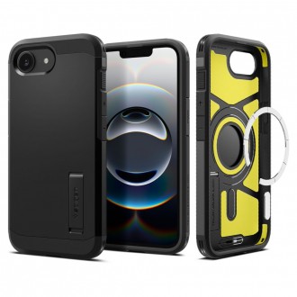 Tvirtas dviejų sluoksnių dėklas su stovu Spigen Tough Armor T Magsafe telefonui Apple iPhone 16E / 17E