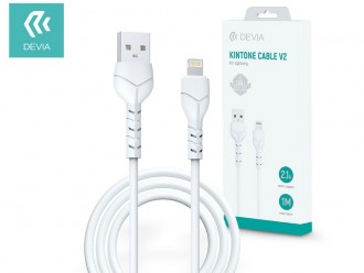 USB kabelis Devia Kintone Lightning 1.0m baltas 5V 2.1A
