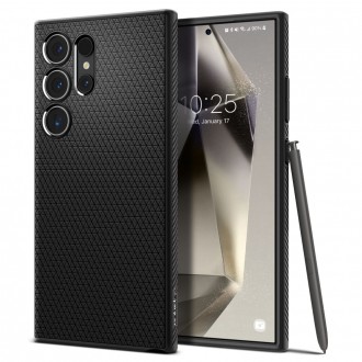 Juodas originalios tekstūros dėklas "Spigen Liquid Air" telefonui Samsung Galaxy S24 Ultra