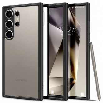 Itin tvirtas skaidrus dėklas juodais kraštais "Spigen Ultra Hybrid" telefonui Samsung Galaxy S24 Ultra