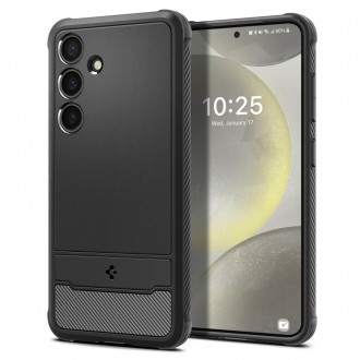 Juodas tekstūrinis dėklas "Spigen Rugged Armor" telefonui Samsung Galaxy S24 