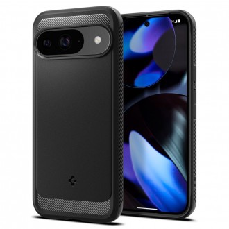Juodas tekstūrinis dėklas "Spigen Rugged Armor" telefonui Google Pixel 9 / 9 Pro