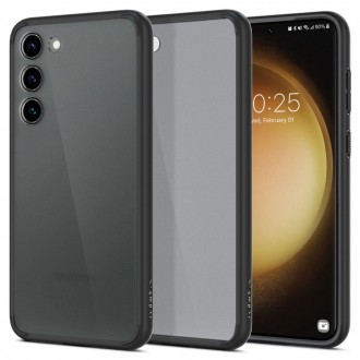 Itin tvirtas pusiau skaidrus dėklas juodais kraštais "Spigen Ultra Hybrid Frost Black" telefonui Samsung Galaxy S23 
