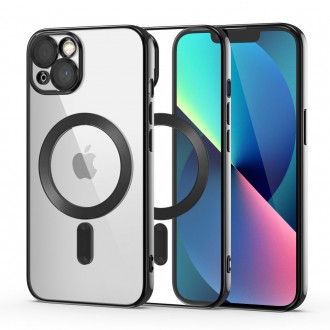 Skaidrus dėklas su juodomis detalėmis "Tech-Protect Magshine Magsafe" telefonui iPhone 13