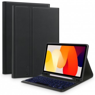 Juodas atverčiamas dėklas su klaviatūra "Tech-Protect SP Pen + Keyboard" skirtas Xiaomi Redmi Pad SE 11.0