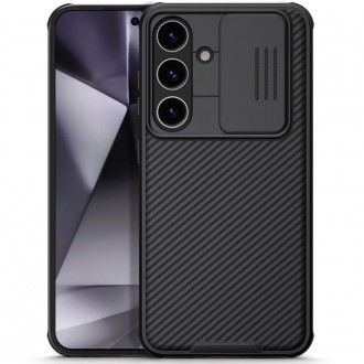 Juodas dėklas su kameros apsauga "Nillkin Camshield Pro" telefonui Samsung Galaxy S24 Plus