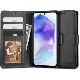 Juodas atverčiamas dėklas "Tech-Protect Wallet" telefonui Samsung Galaxy A55 5G