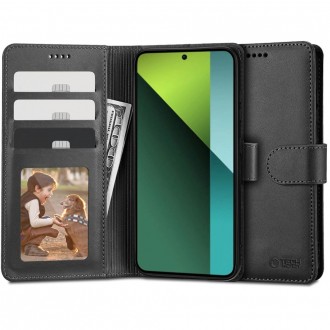 Juodas atverčiamas dėklas "Tech-Protect Wallet" telefonui Xiaomi Redmi Note 13 Pro 5G / Poco X6 5G