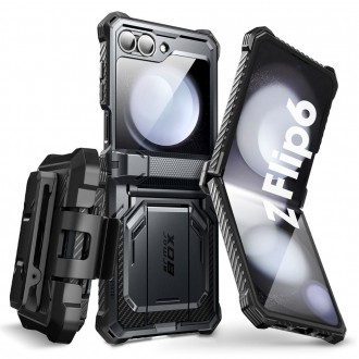 Juodas itin tvirtas dviejų dalių dėklas "Supcase IBLSN Armorbox" telefonui Samsung Galaxy Z Flip 6