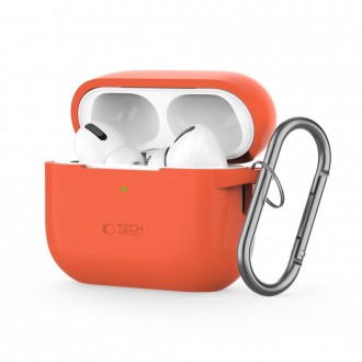 Oranžinės spalvos ausinių dėklas "Tech-Protect Silicone Hook" skirtas Apple Airpods Pro 1 / 2 