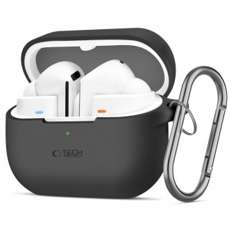 Juodos spalvos ausinių dėklas "Tech-Protect Silicone Hook" skirtas Samsung Galaxy Buds 3 / 3 Pro