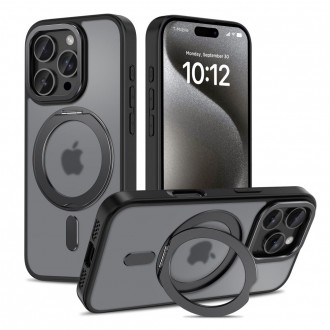 Juodas matinis dėklas/stovas "Tech-Protect Magring Magsafe" telefonui iPhone 16 Pro 