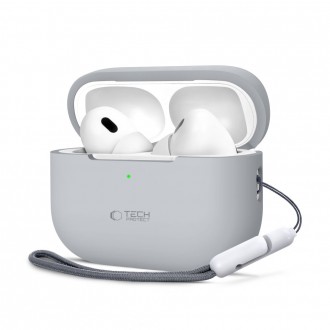 Pilkos spalvos ausinių dėklas "Tech-Protect Silicone Hook" skirtas Apple Airpods Pro 1 / 2