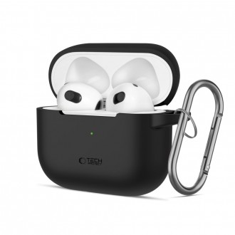 Juodas ausinių dėklas "Tech-Protect Silicone Hook" skirtas Apple Airpods 3