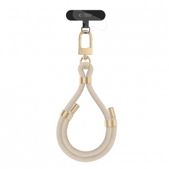 Kreminės spalvos universalus dirželis telefonui "Tech-Protect C4S Rope Wrist Strap"