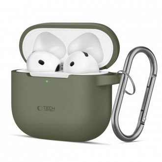 Žalias ausinių dėklas "Tech-Protect Silicone Hook" skirtas Apple Airpods 4