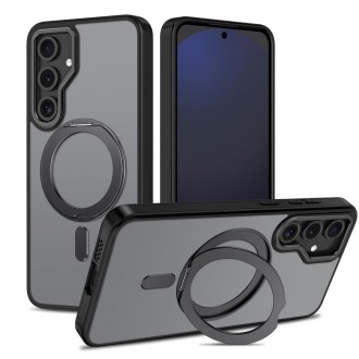 Juodas matinis dėklas/stovas "Tech-Protect Magring Magsafe" telefonui Samsung Galaxy S24 FE