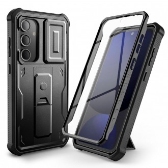 Juodas dviejų dalių dėklas "Tech-Protect Kevlar Cam+" skirtas Samsung Galaxy S24 FE