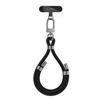 Juodas universalus dirželis telefonui "Tech-Protect C4S Rope Wrist Strap"