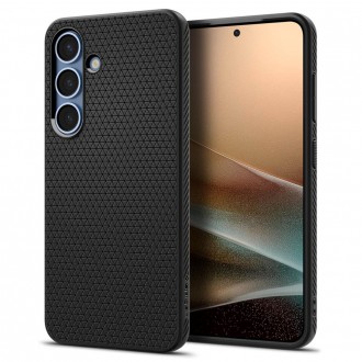 Juodas originalios tekstūros dėklas "Spigen Liquid Air" telefonui Samsung Galaxy S25