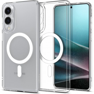 Itin tvirtas skaidrus dėklas su baltomis detalėmis "Spigen Ultra Hybrid Mag Magsafe" telefonui Samsung Galaxy S25 Edge