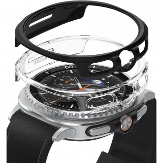 Dėklai "Ringke Slim" (2vnt) juodas/skaidrus laikrodžiui Samsung Galaxy Watch 8 Classic (46 MM) 