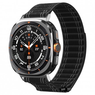 Juodas tekstilinis dirželis "Spigen WBF0" laikrodžiui Samsung Galaxy Watch Ultra 2024 / 2025 (47 MM)