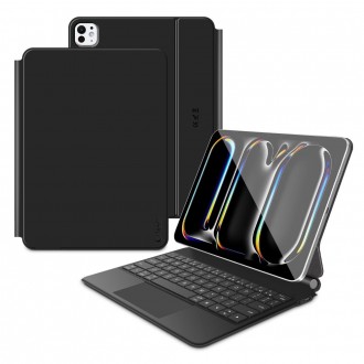 Juodas atverčiamas dėklas su klaviatūra "Tech-Protect Smartcase Magnetic + Keyboard" planšetei Apple iPad PRO 11” 5 / 6 2024-2025