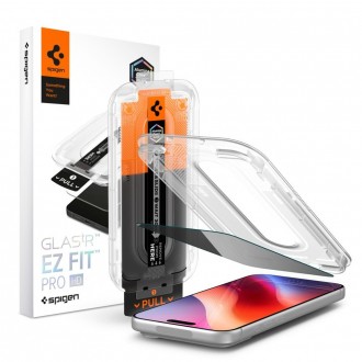 Privatumą suteikiantis stikliukas Spigen GLAS.TR EZ FIT PRO HD AC PRIVACY telefonui Apple IPhone 18 PRO