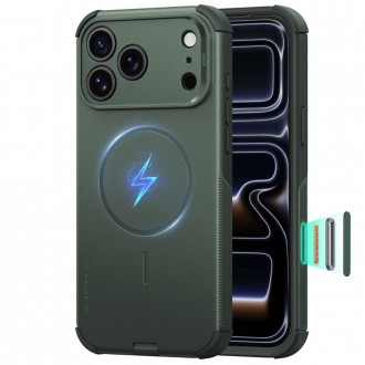 Tvirtas dėklas su kameros srities apsauga "ESR Cyber Tough Magsafe" telefonui Apple Iphone 17 PRO / 18 PRO GREEN