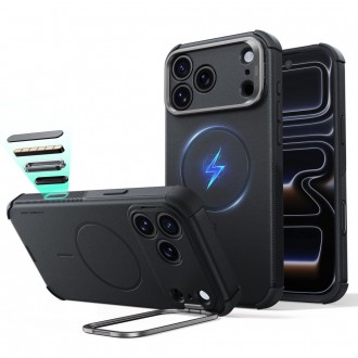 Tvirtas dėklas su kameros apsauga ir stovu "ESR Cyber Tough Kickstand Magsafe" telefonui Apple Iphone 17 PRO MAX / 18 PRO MAX BLACK