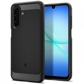 Juodas tekstūrinis dėklas "Spigen Rugged Armor" telefonui Samsung Galaxy A17 4G / 5G