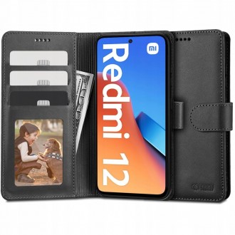 Juodas atverčiamas dėklas Tech-Protect "Wallet" telefonui Xiaomi Redmi 12