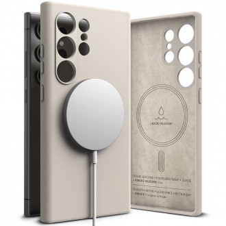 Akmens spalvos dėklas "Ringke Silicone Magnetic Magsafe" telefonui Samsung Galaxy S24 Ultra