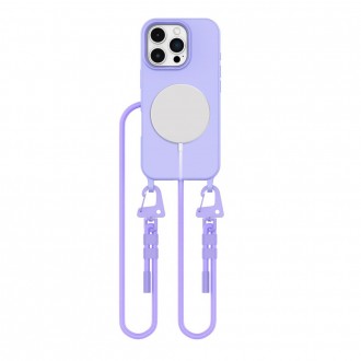 Levandų spalvos dėklas su dirželiu "Tech-Protect Magnecklace Mag" telefonui Apple iPhone 16 Pro Max