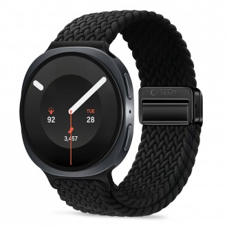 Juodas tekstilinis dirželis Tech-Protect Nylonmag laikrodžiui Samsung Galaxy Watch 8 / 9 / CLASSIC (40 / 44 / 46 MM)