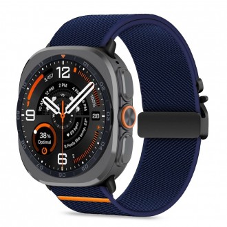 Mėlynas tekstilinis dirželis Tech-Protect Nylon Clasp laikrodžiui Samsung Galaxy Watch ULTRA 1 / 2 2024-2026 (47 MM)