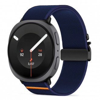 Mėlynas tekstilinis dirželis Tech-Protect Nylon Clasp laikrodžiui Samsung Galaxy Watch 8 / 9 / CLASSIC (40 / 44 / 46 MM)