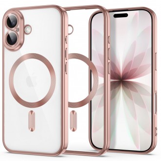 Skaidrus dėklas su rožinio aukso spalvos detalėmis "Tech-Protect Magflex Magsafe" telefonui Apple Iphone 17
