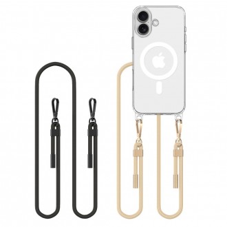Skaidrus dėklas su dirželiais "Tech-Protect Flexair Chain Black & Taupe" skirtas Apple iPhone 16