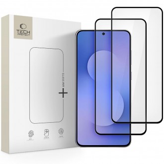 Apsauginis stiklas juodais krašteliais "Tech-Protect Glass Fit+" (2-vnt.) telefonui Samsung Galaxy S25 FE